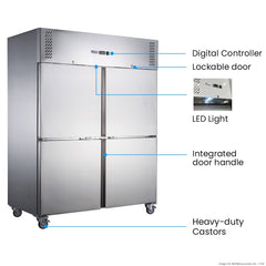 FED-X S/S Four Door Upright Fridge 1410L XURC1410S2V