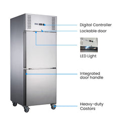 FED-X S/S Two Door Upright Fridge XURC650S1V