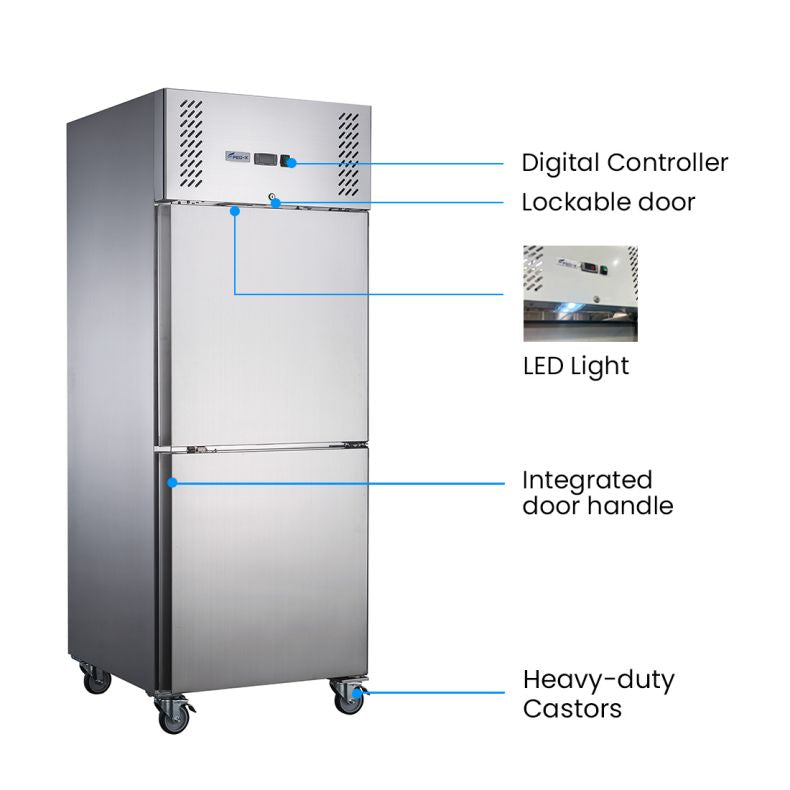 FED-X S/S Two Door Upright Fridge XURC650S1V